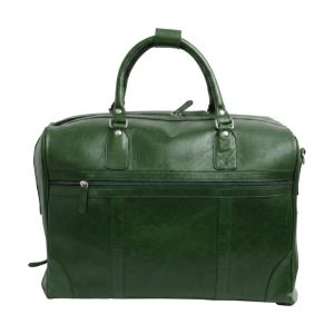 Full-grain leather duffel bag with trolley - Green