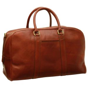 Soft Calfskin Leather Travel Bag - Mahogany Brown