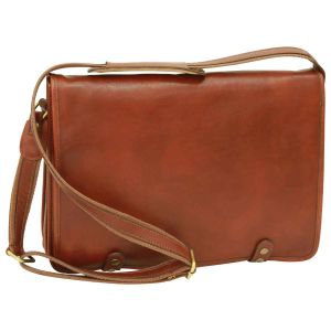 Calfskin Nappa Messenger Bag - Mahogany Brown