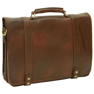 Calfskin Nappa leather briefcase - dark brown