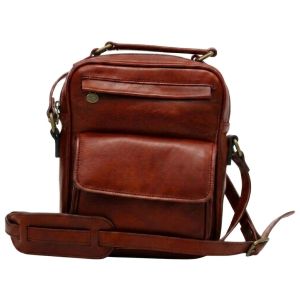 Borsa a tracolla con tasca frontale - Mogano