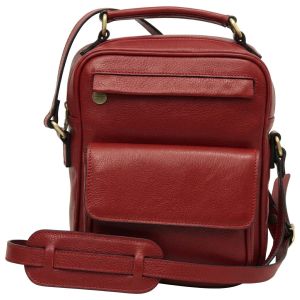 Borsa a tracolla con tasca frontale - Rosso