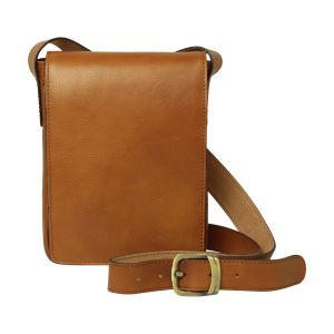Cowhide leather cross body bag- Brown Colonial