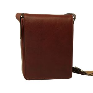 Cowhide leather cross body bag- Mahogany Brown