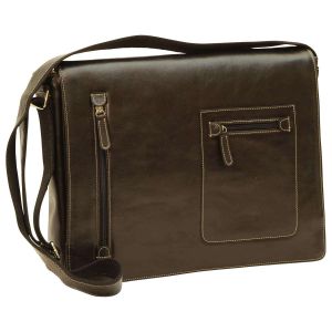 Calfskin leather messenger bag - Black