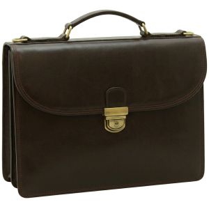 Vachetta Leather Briefcase - Dark Brown