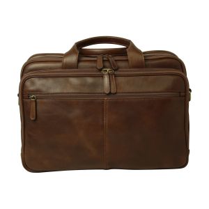 Leather computer briefcase- Chestnut