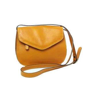 Full grain calfskin shoulder bag-Yellow Ochre