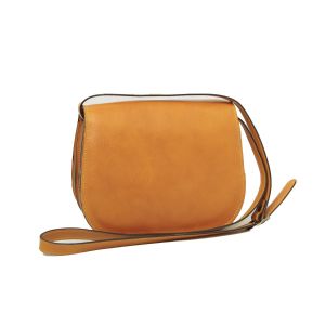 Women's shoulder bag in full grain calfskin-yellow ochre
