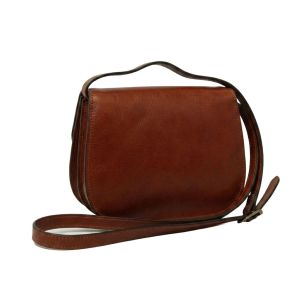 Full grain calfskin shoulder bag - Mahogany Brown