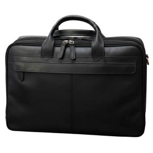 Esclusiva II Leather Laptop Briefcase - Black