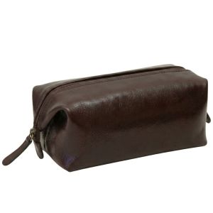 Cowhide beauty case - Dark Brown