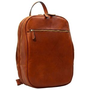 Zaino in pelle con tasca con zip frontale - Teak