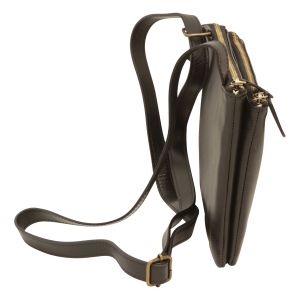 Full-grain calfskin leather shoulder bag - Black