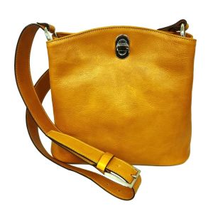 LEATHER BUCKET BAG-OCHRE