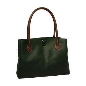 WOMAN’S TWO-HANDLE BAG IN TWO -TONE FULL-GRAIN LEATHER-GREEN