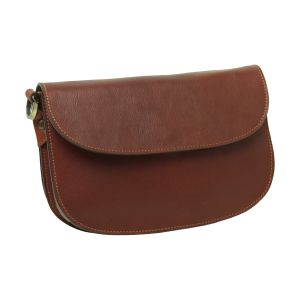 Two-sided shoulder bag in full-grain calfskin –Mahogany