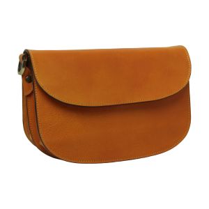Two-sided shoulder bag in full-grain calfskin –Yellow Ochre