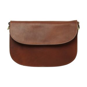 Two-sided shoulder bag in full-grain calfskin –Teak