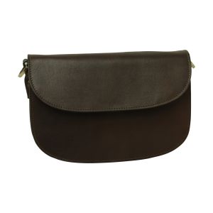 Two-sided shoulder bag in full-grain calfskin -Dark Brown