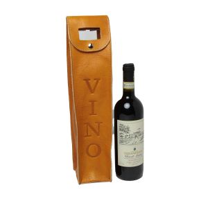 Leather wine holder - yellow ocher