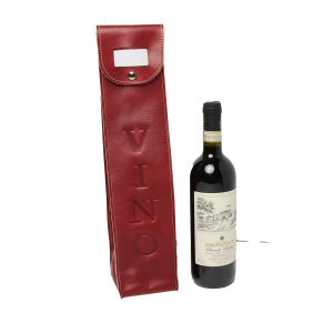 Leather wine holder - red