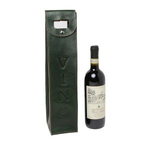 Leather wine holder - green