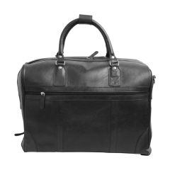 Borsone da viaggio in pelle pieno fiore con trolley - Nero