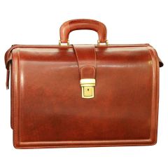 Leather Briefcase with 3 compartments - Brown