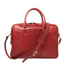 Soft calfskin leather briefcase - red