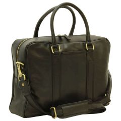 Soft Calfskin Leather Briefcase - Black