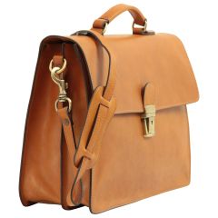 Leather Laptop Briefcase - Brown Colonial
