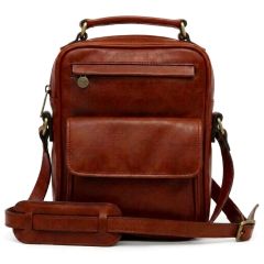 Borsa a tracolla con tasca frontale - Teak