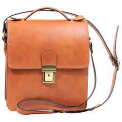 Leather Cross Body Satchel Bag - Brown Colonial