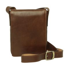 Cowhide leather cross body bag- Chestnut