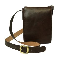 Cowhide leather cross body bag- Dark Brown