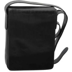 Cowhide leather cross body bag- Black