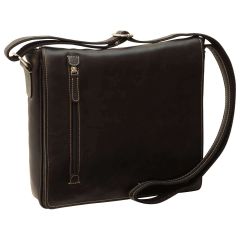 Borsa Messenger in pelle. Nero