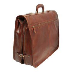 Full grain leather garment bag - brown