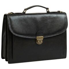 Leather Shoulder Bag for Men in Full-Grain Leather. Black