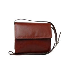 Borsa a tracolla di vitello pieno fiore - Mogano