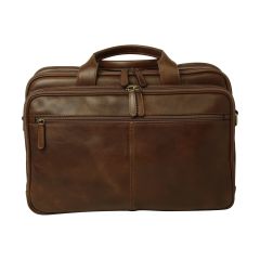 Leather computer briefcase- Chestnut