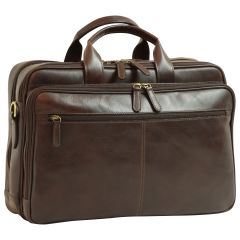 Italian Leather Briefcase - Dark Brown