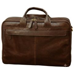 Esclusiva II Leather Laptop Briefcase - Dark Brown