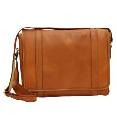Soft Calfskin Leather Messenger Bag - Gold