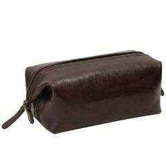Cowhide beauty case - Dark Brown