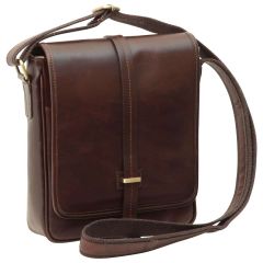 Small leather bag with magnetic closure - Dark Brown