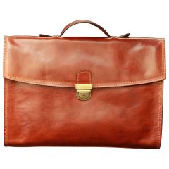 Business Leather Briefcase - Brown