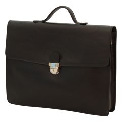 Business leather briefcase black
