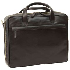 Leather Briefcase with zip closure - Black